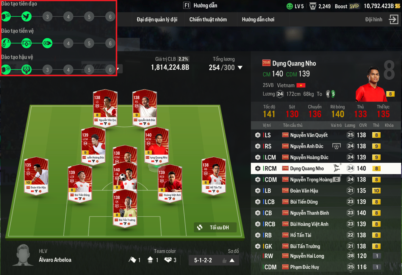 Team VN full +8 1 tỷ 8 có đào tạo - chưa nạp sự kiện